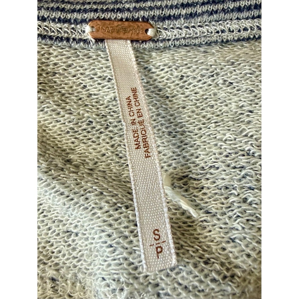 Free People Swing Lace Up Sweatshirt Women's Size Small Navy Blue Ivory Striped - Picture 6 of 7